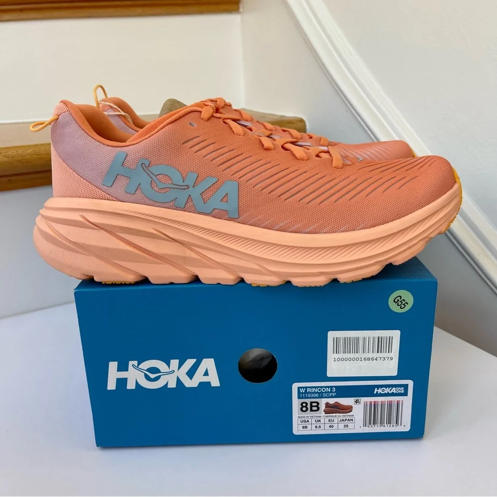 NWT Hoka Rincon 3 women’s running shoes , brand new in box , coral salmon orange - Picture 4 of 16